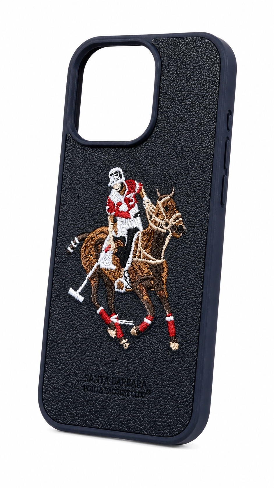 Santa Barbaro Premium Embroidered Horse Leather Case for iPhone 16 pro
